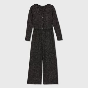 Art Class Girls Black Romper HenLey Jumpsuit Rib Knit New Size S 6/6X